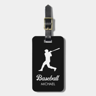 Trendy Personalised Baseball Player Black Luggage Tag