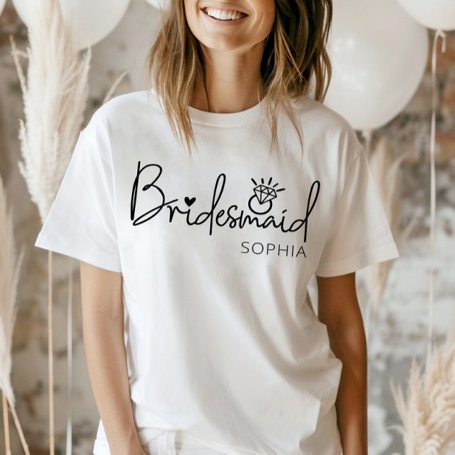 Trendy Personalised Bridesmaid T-Shirt (Creator Uploaded)