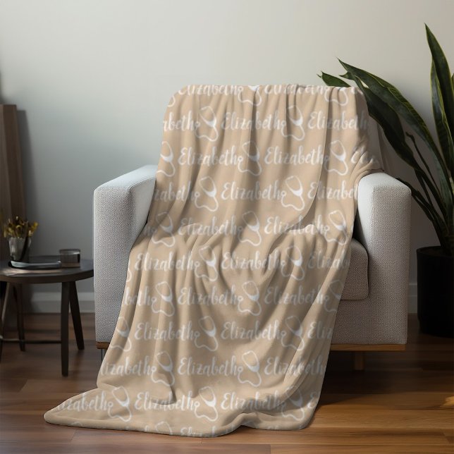 Trendy Personalised Calligraphy Name Nurse  Fleece Blanket (Creator Uploaded)