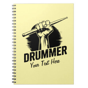 Trendy Personalised Drummer Fist With Drumsticks Notebook