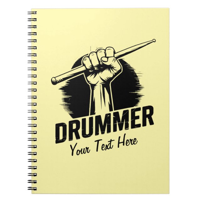 Trendy Personalised Drummer Fist With Drumsticks   Notebook (Front)