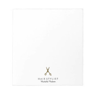 Trendy Personalised Gold Scissors Hair Salon Notepad