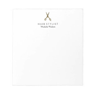 Trendy Personalised Gold Scissors Hair Salon  Notepad