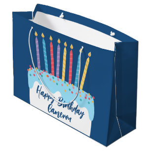 Trendy Personalised Happy Birthday Cake Large Gift Bag