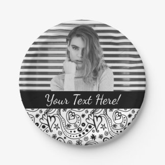 Trendy Personalised Hearts Love Monogram Pattern Paper Plate