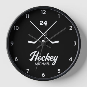 Trendy Personalised Hockey Player Name Number Clock