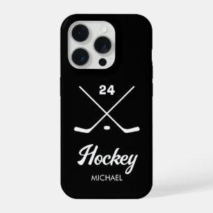 Trendy Personalised Hockey Player Name Number iPhone 15 Pro Case