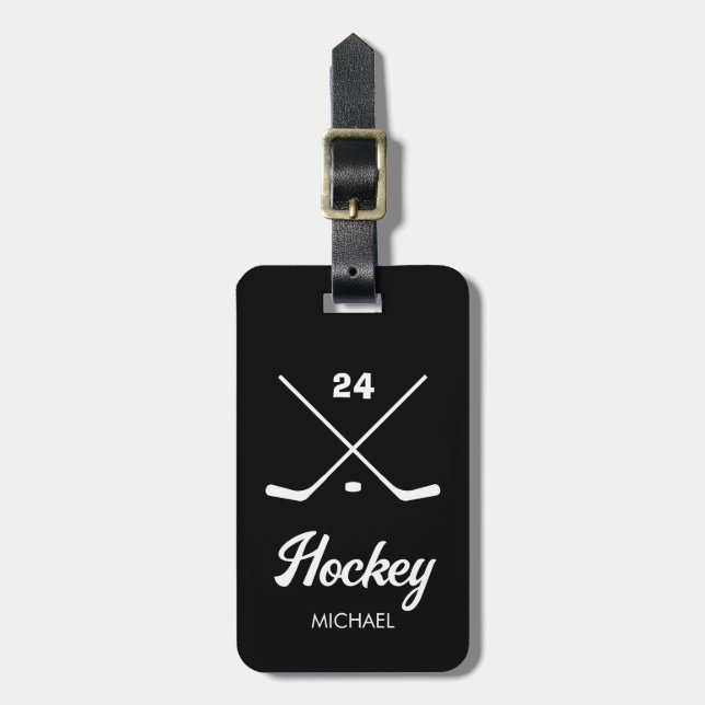 Trendy Personalised Hockey Player Name Number      Luggage Tag (Front Vertical)