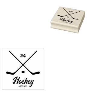 Trendy Personalised Hockey Player Name Number Rubber Stamp