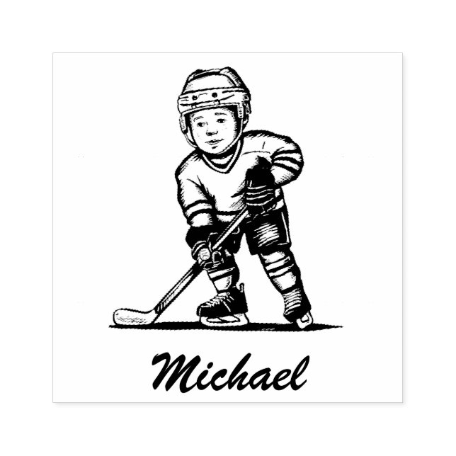 Trendy Personalised Hockey Player Name Rubber Stamp (Imprint)