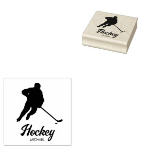 Trendy Personalised Hockey Player Name Rubber Stamp