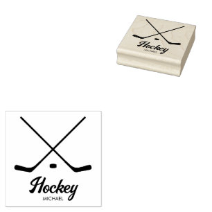Trendy Personalised Hockey Player Name Rubber Stamp