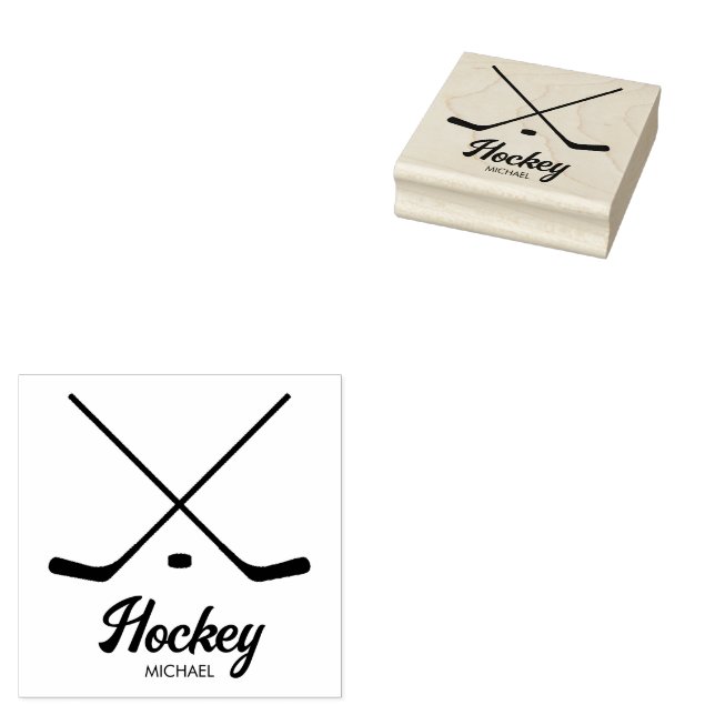 Trendy Personalised Hockey Player Name   Rubber Stamp (Stamped)