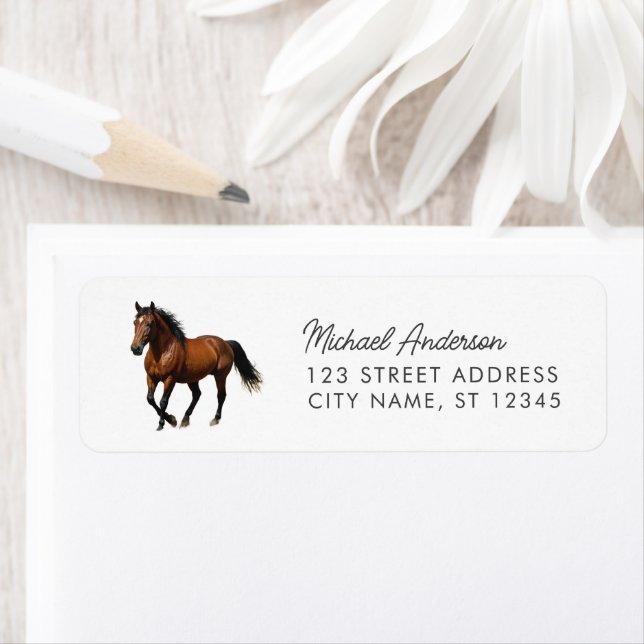 Trendy Personalised Horse Return Address (Insitu)