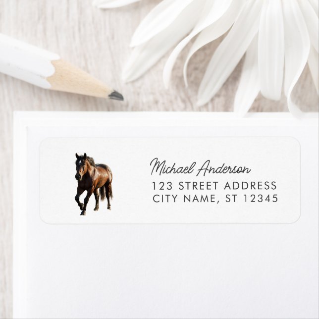 Trendy Personalised Horse Return Address (Insitu)