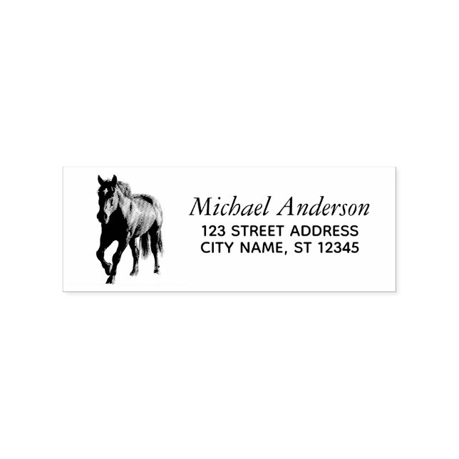 Trendy Personalised Horse Return Address  Rubber Stamp (Imprint)