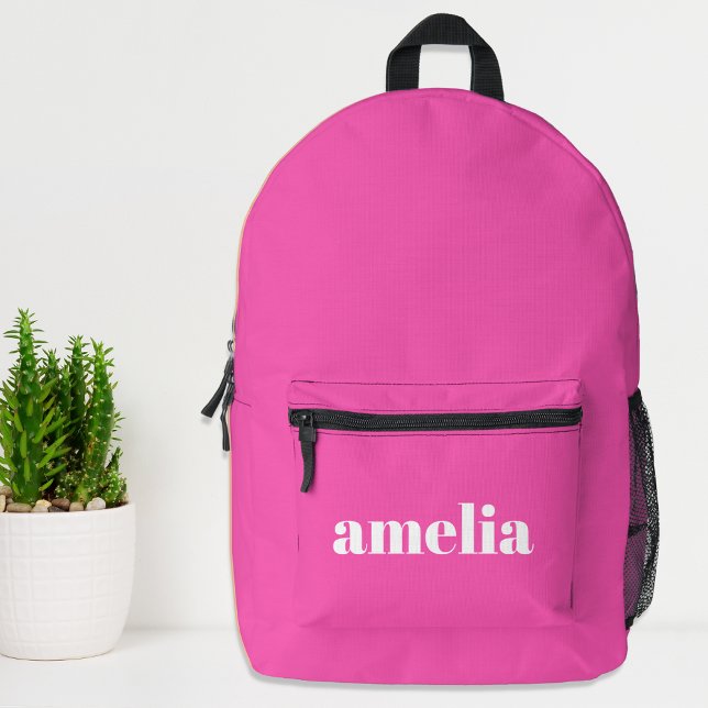 Trendy Personalised Hot Pink Printed Backpack (Creator Uploaded)