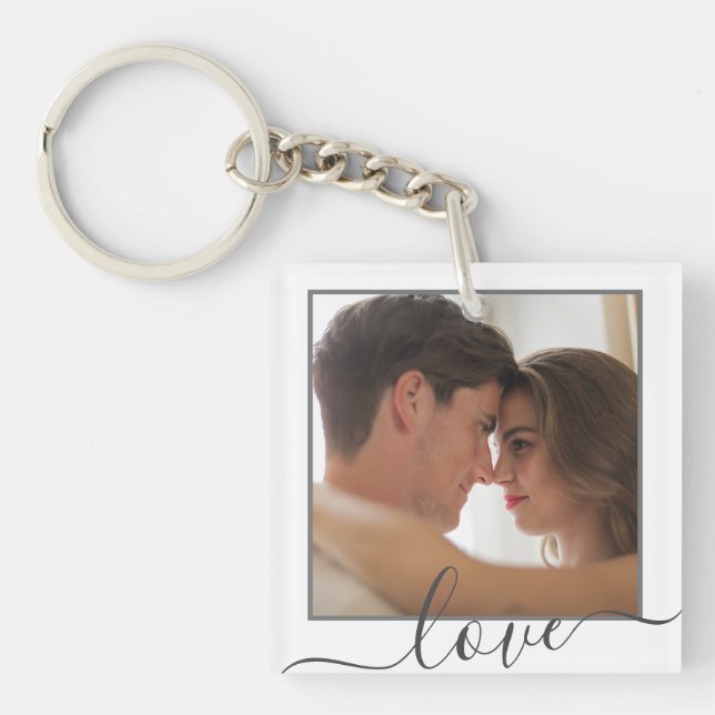 Trendy Personalised Love Family 2 Photo Keepsake  Key Ring (Front)