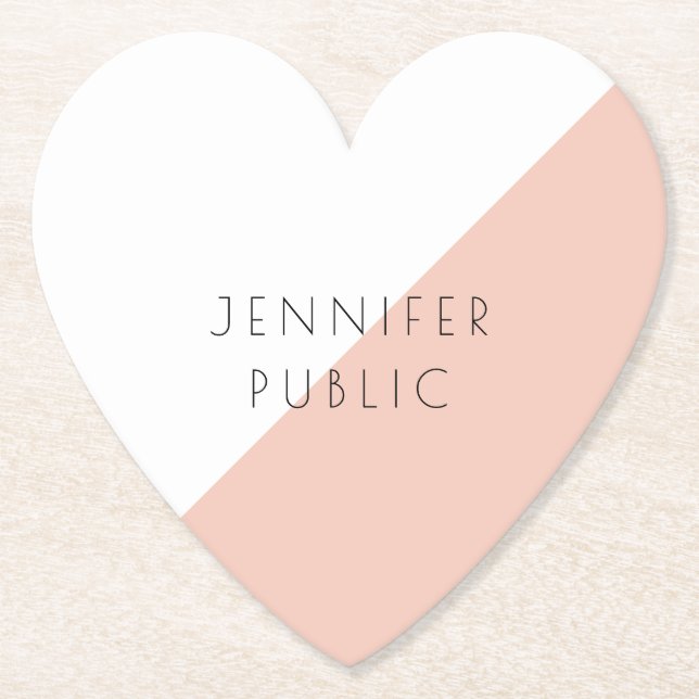 Trendy Personalised Modern Elegant Simple Template Paper Coaster (Front)