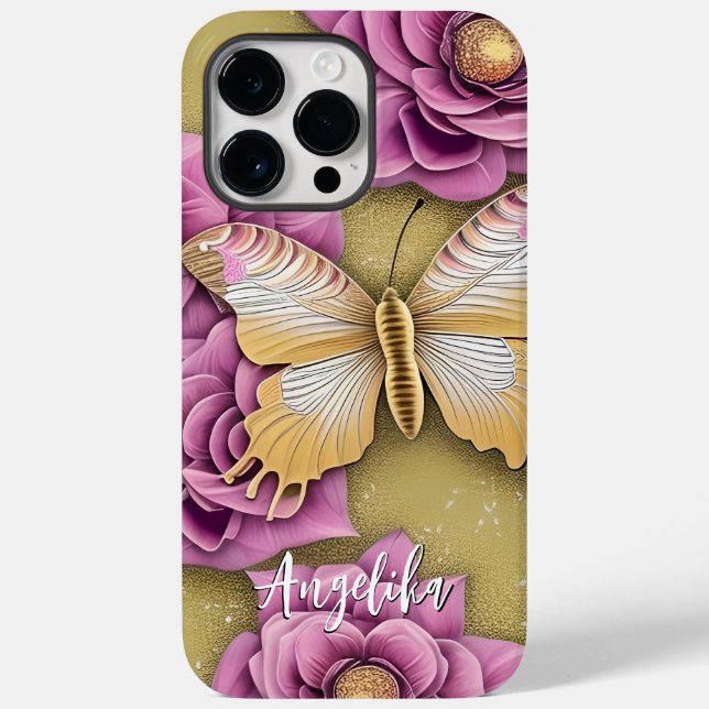Trendy Personalised Name Butterfly Case-Mate iPhone Case (Back)