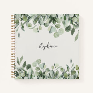 Trendy Personalised Name Eucalyptus Greenery Notebook