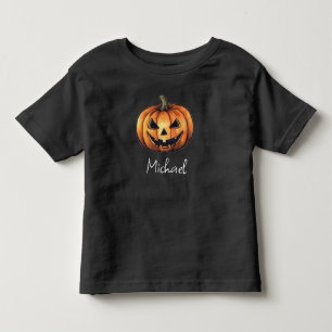 Trendy Personalised Name Orange Pumpkin Halloween  Toddler T-Shirt