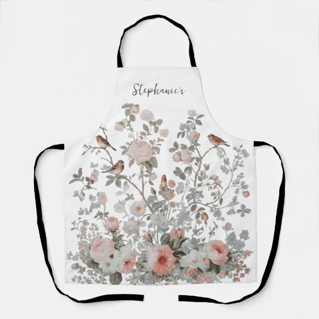Trendy  Personalised Name wildflowers & birds      Apron (Front)