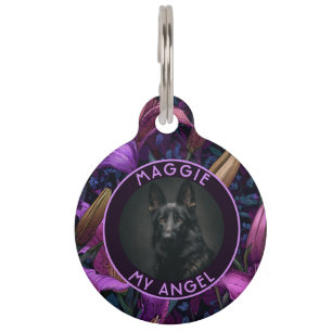 Trendy Personalised Pet Gift Lilies Motif Tag