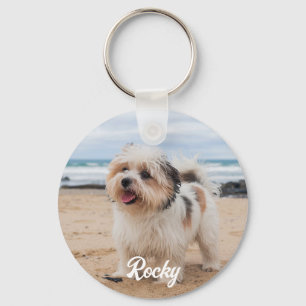 Trendy Personalised Pet Photo and Text Dog Lover Key Ring