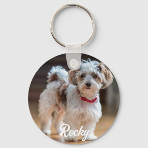 Trendy Personalised Pet Photo and Text Dog Lover   Key Ring