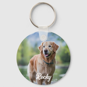 Trendy Personalised Pet Photo and Text Dog Lover Key Ring