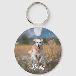 Trendy Personalised Pet Photo and Text Dog Lover   Key Ring