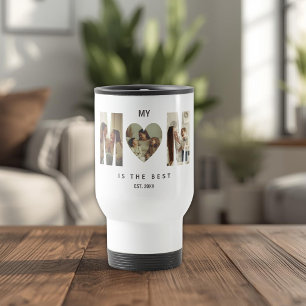 Trendy Personalised Photo MOM Heart Travel Mug