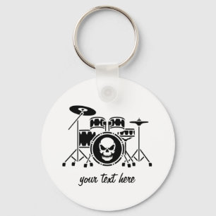 Trendy Personalised skull Drum Set Music Drummer Key Ring