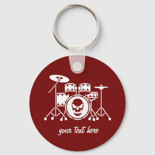 Trendy Personalised skull Drum Set Music Drummer Key Ring
