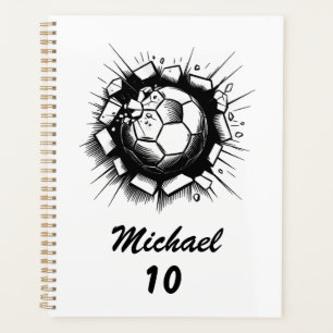Trendy Personalised Soccer Football Name & Number Planner