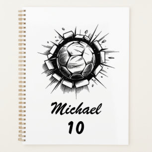 Trendy Personalised Soccer Football Name & Number Planner