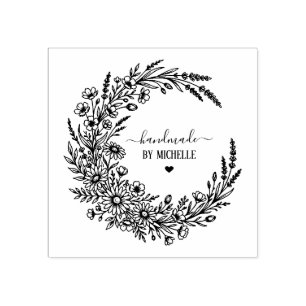 Trendy Personalised Stylish Handmade With Love Rubber Stamp