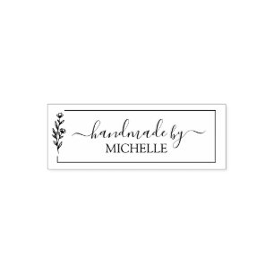 Trendy Personalised Stylish Handmade With Love Self-inking Stamp