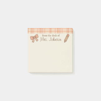 Trendy Personalised Teacher Post-It Notes with Bow