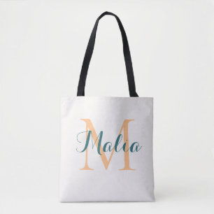 Trendy Personalised Tropical Monogram Summer Beach Tote Bag