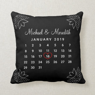 Trendy Personalised Wedding Anniversary Calendar Cushion