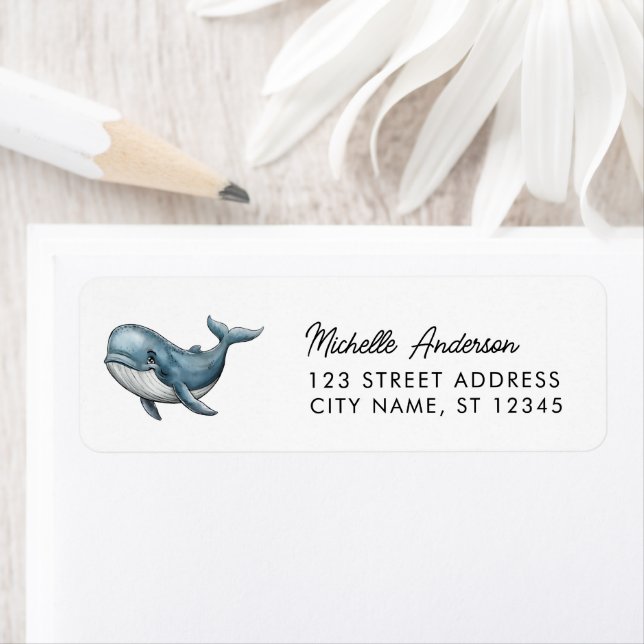 Trendy Personalised Whale  Return Address (Insitu)