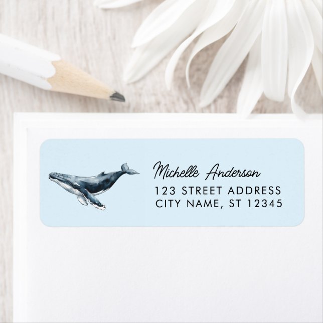 Trendy Personalised Whale  Return Address (Insitu)