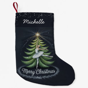 Trendy Personalized Ballerina Christmas Tree Small Christmas Stocking