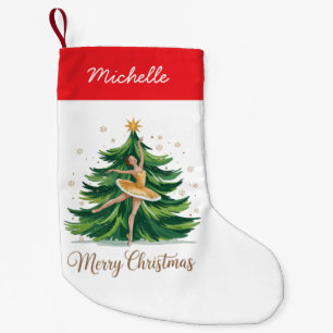 Trendy Personalized Ballerina Christmas Tree  Small Christmas Stocking