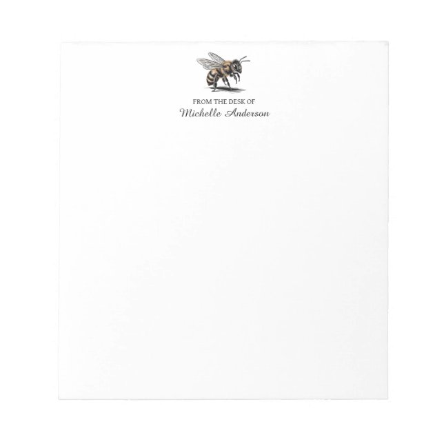 Trendy Personalized From the Desk of Honey Bee     Notepad (Front)
