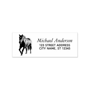 Trendy Personalized Horse Return Address  Rubber Stamp