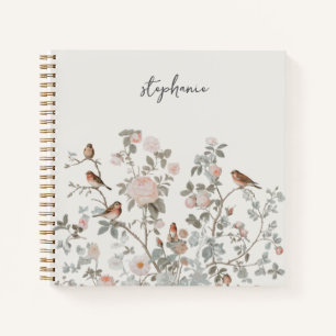 Trendy  Personalized Name wildflowers & birds Notebook