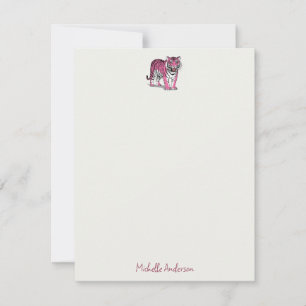 Trendy Personalized Pink Tiger Stationery Card